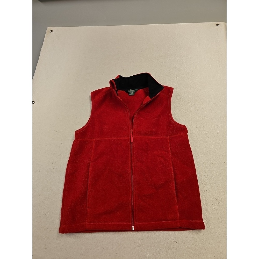 L.L.‎ Bean Polartec Fleece Vest Mens Size L Reg Red Full Zip Pockets Mock Neck